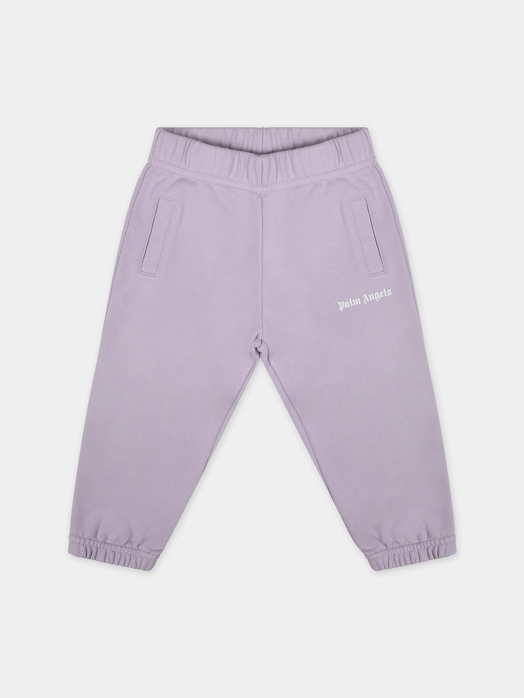 Purple trousers for baby girl with logo